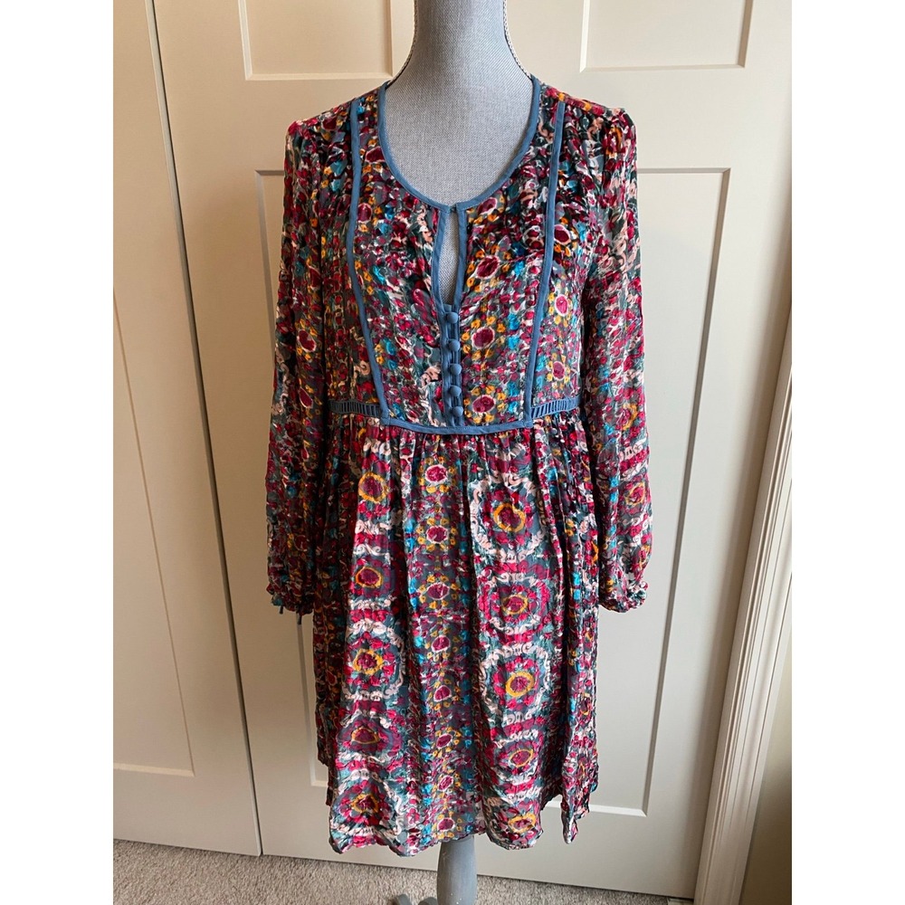 Anthropologie Floreat Abia Velvet Babydoll Peasant Dress Medium s2